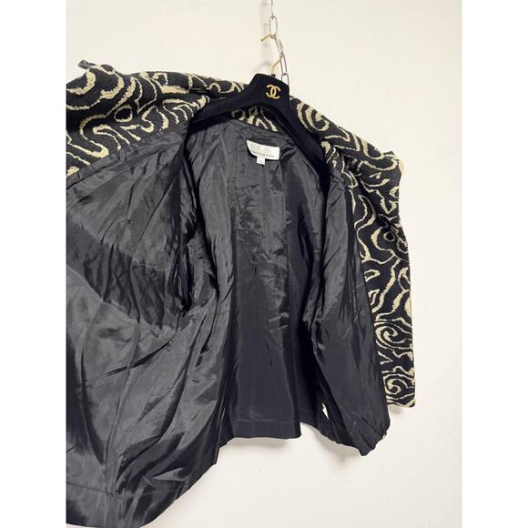 Caroline Rose Jacket Womens Large Black Beige Abstract Button Front Made USA - Picture 8 of 16